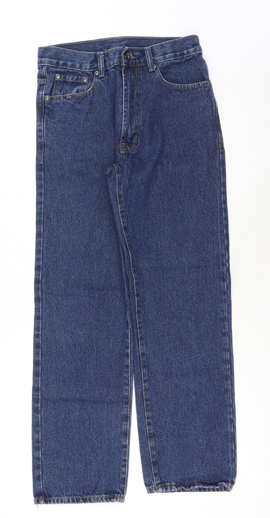 Mens UK Size 28 in Blue Circle Regular Fit Straight Blue Jeans