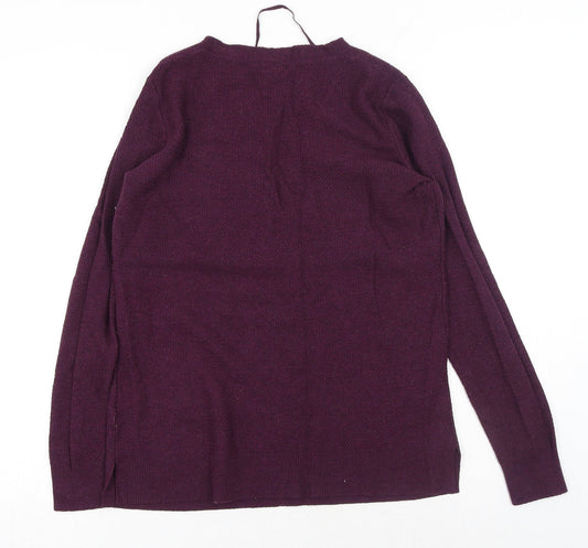 Gap Womens Purple V-Neck Nylon Pullover Jumper Size S