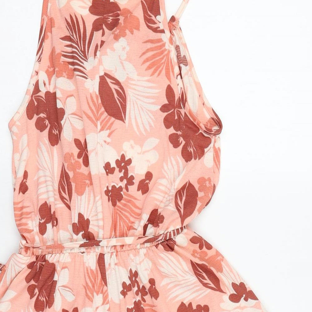 George Womens Pink Floral Polyester Playsuit One-Piece Size 4 Tie