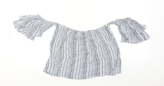 Womens UK Size 8 New Look Blue Cropped T-Shirt