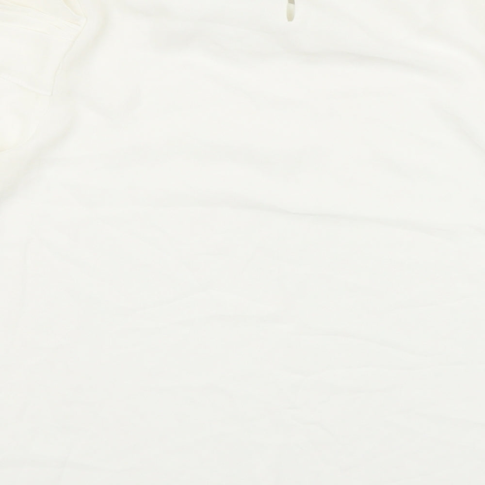 Jimik Womens White Polyester Basic Blouse Size S Round Neck