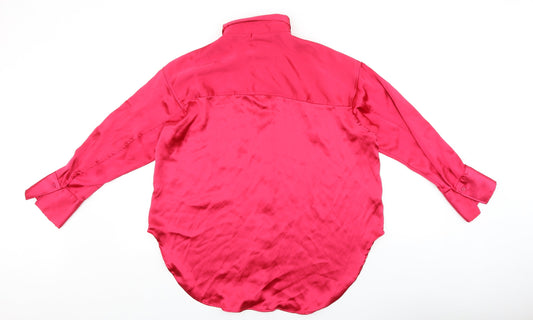 Womens UK Size S H&M Pink Basic Button-Up