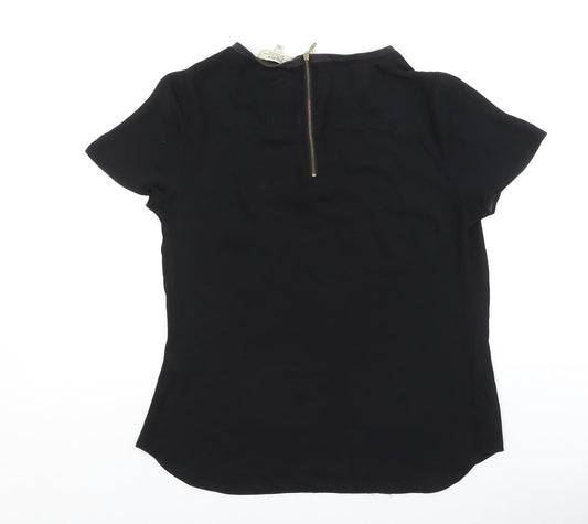 Papaya Womens Black Polyester Basic T-Shirt Size 10 Round Neck