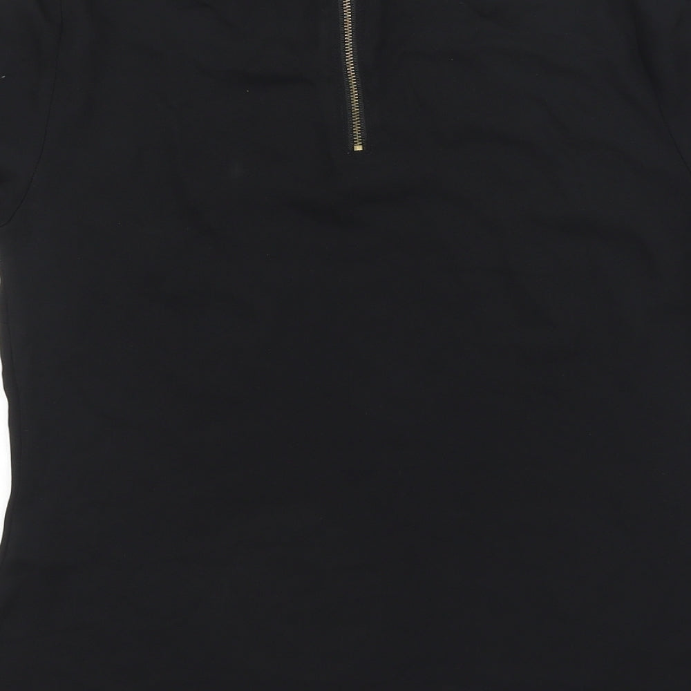 Papaya Womens Black Polyester Basic T-Shirt Size 10 Round Neck