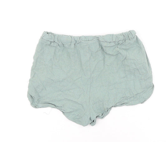 Primark Womens Green Viscose Hot Pants Shorts Size 6 Regular Tie