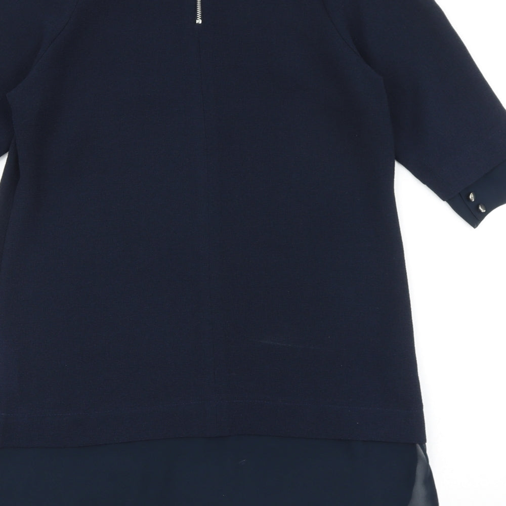 NEXT Womens Blue Viscose Sheath Size 8 Round Neck Zip