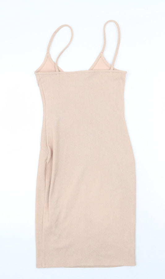 New Look Womens Pink Polyester Bodycon Size 6 V-Neck Pullover