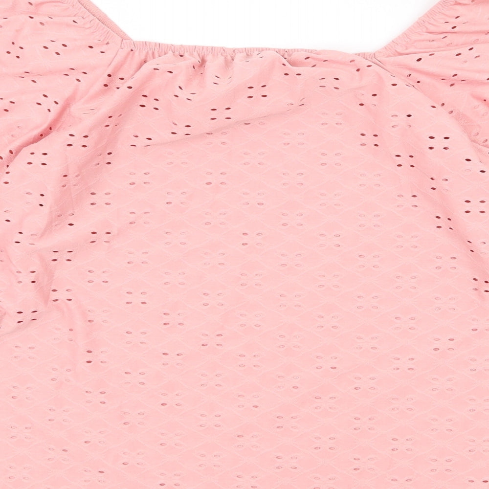 Papaya Womens Pink Polyester Cropped Blouse Size 12 Square Neck