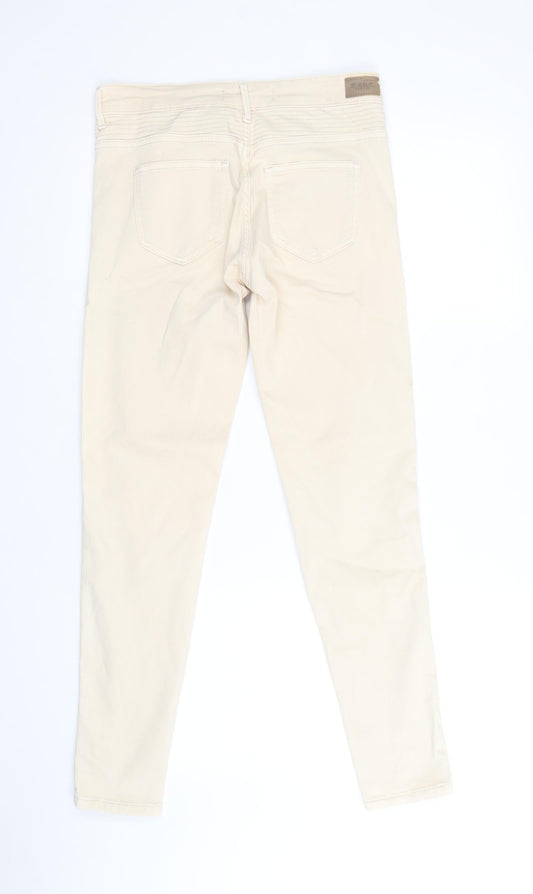 Zara Womens Beige Cotton Skinny Jeans Size 30 Regular Zip