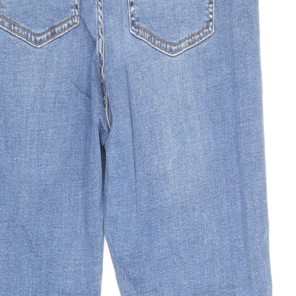 Per Una Womens Blue Cotton Straight Jeans Size 14 Regular Zip