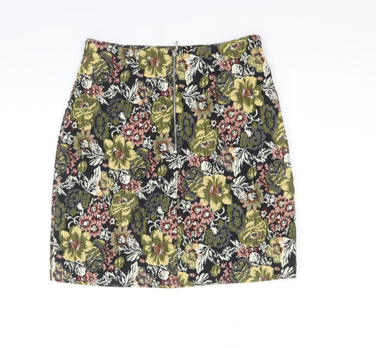 Dorothy Perkins Womens Multicoloured Floral Polyester Bandage Skirt Size 6 Zip