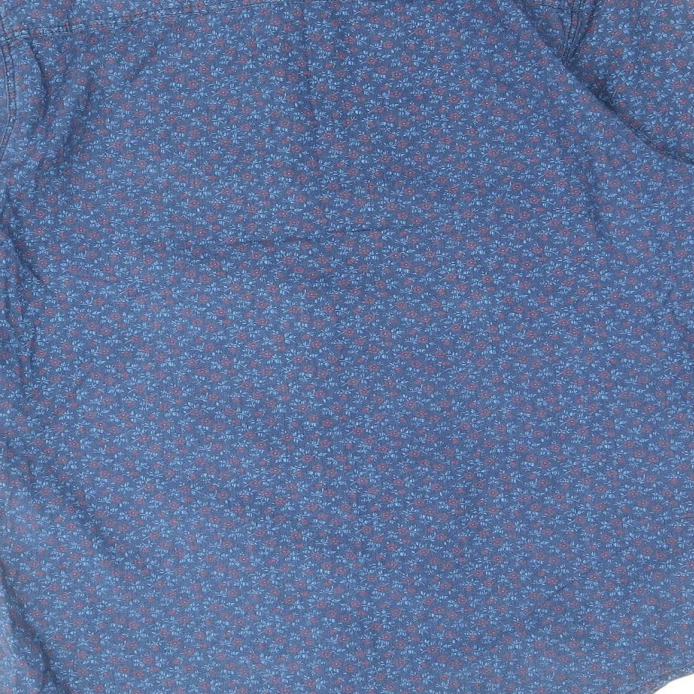 Mens UK Size S Max Blue Button-Up Long Sleeve Casual Shirt