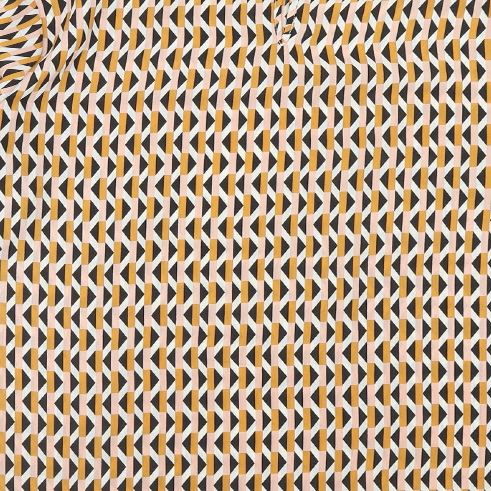 Primark Womens Orange Geometric Polyester Basic Blouse Size 10 Round Neck