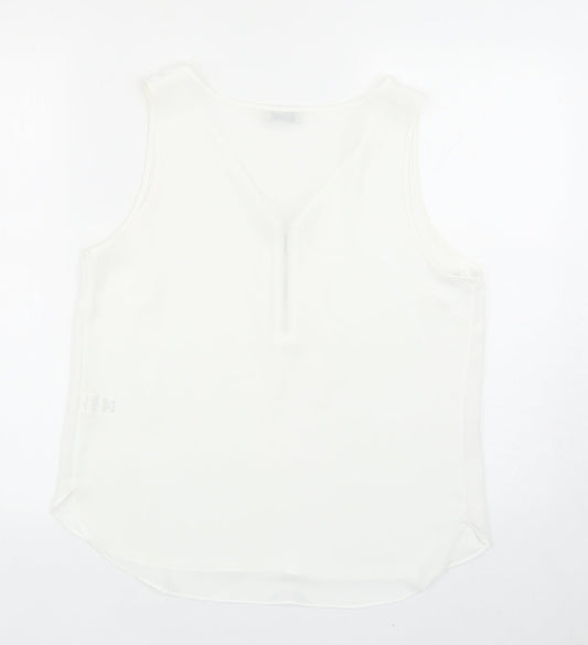 papaya Womens White Polyester Basic Tank Size 12 V-Neck