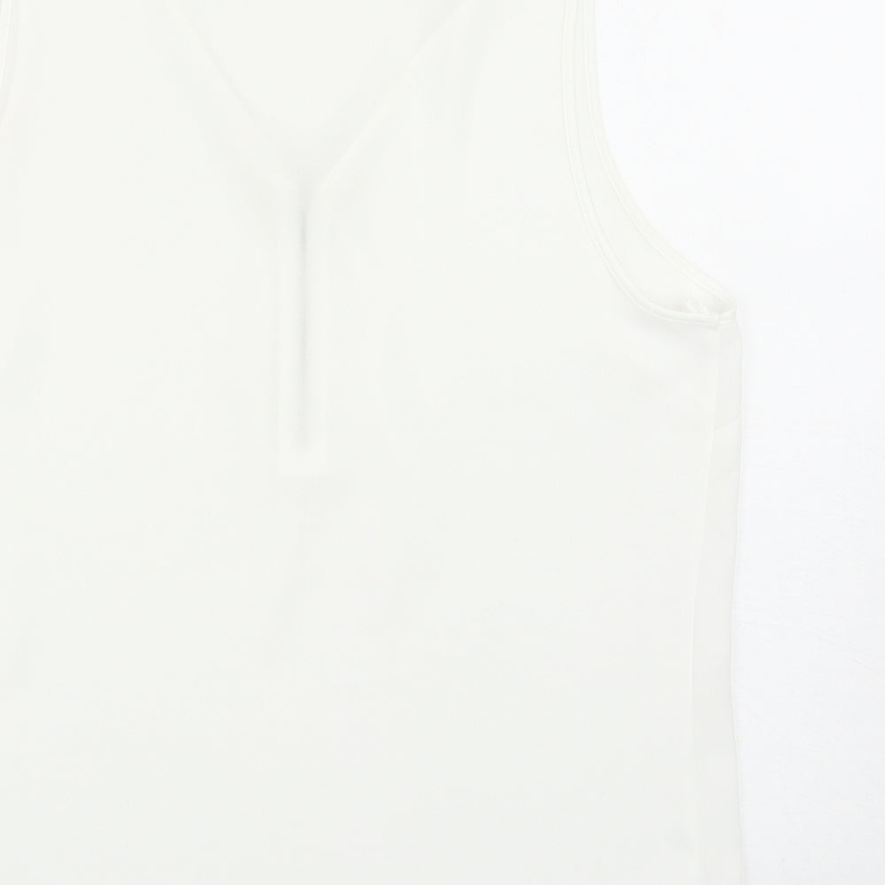 papaya Womens White Polyester Basic Tank Size 12 V-Neck