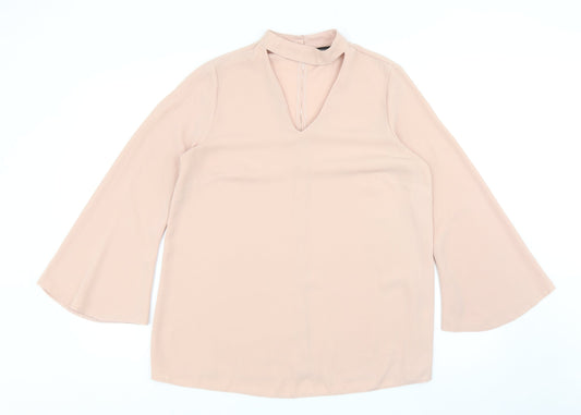 Womens UK Size 12 Papaya Pink Basic Blouse