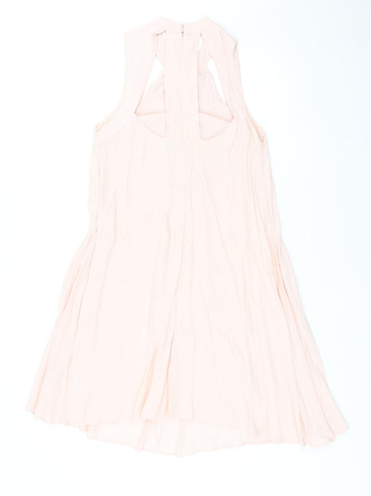ASOS Womens Pink Viscose Fit & Flare Size 12 Round Neck Hook & Eye