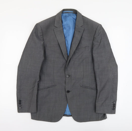 Mens UK Size S Alfred Brown Regular Grey Suit Jacket