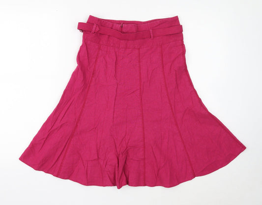 Dorothy Perkins Womens Pink Linen Swing Skirt Size 6 Zip