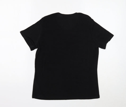 Julipa Womens Black Polyester Basic T-Shirt Size 8 Round Neck