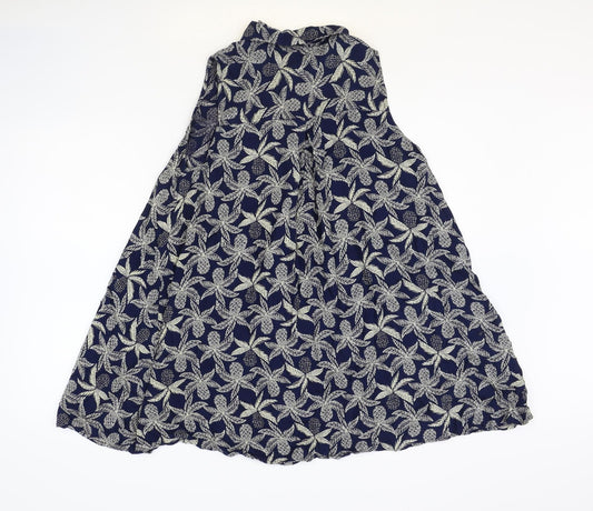 Dickins & Jones Womens Blue Geometric Viscose Basic Blouse Size 12 V-Neck