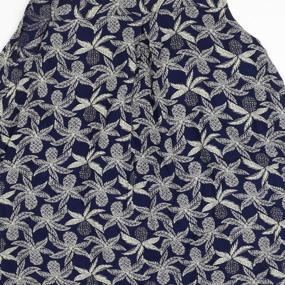 Dickins & Jones Womens Blue Geometric Viscose Basic Blouse Size 12 V-Neck