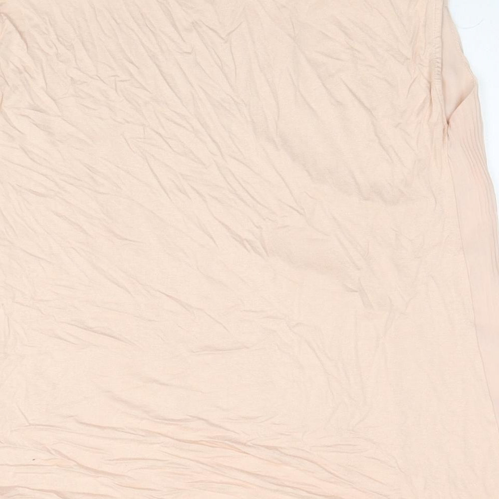 F&F Womens Beige Polyester Basic Blouse Size 12 Round Neck - Lace Detail