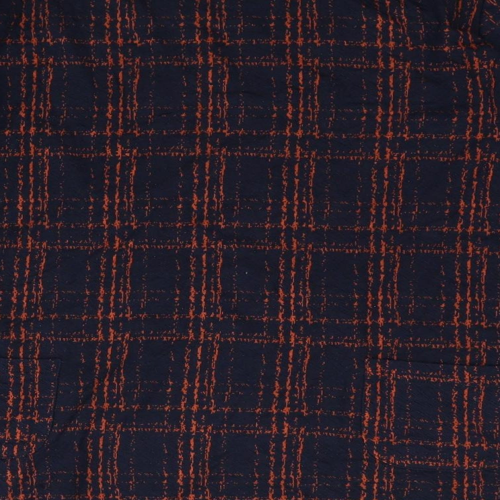 EWM Womens Blue Geometric Polyester Basic Blouse Size 12 Round Neck