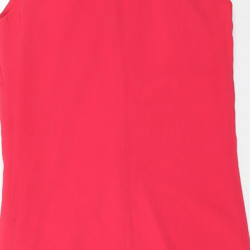 F&F Womens Pink Polyester Shift Size 8 Boat Neck Button - Flower Motif