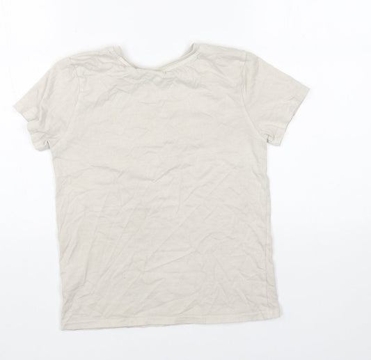 George Womens Beige Cotton Basic T-Shirt Size 10 Round Neck
