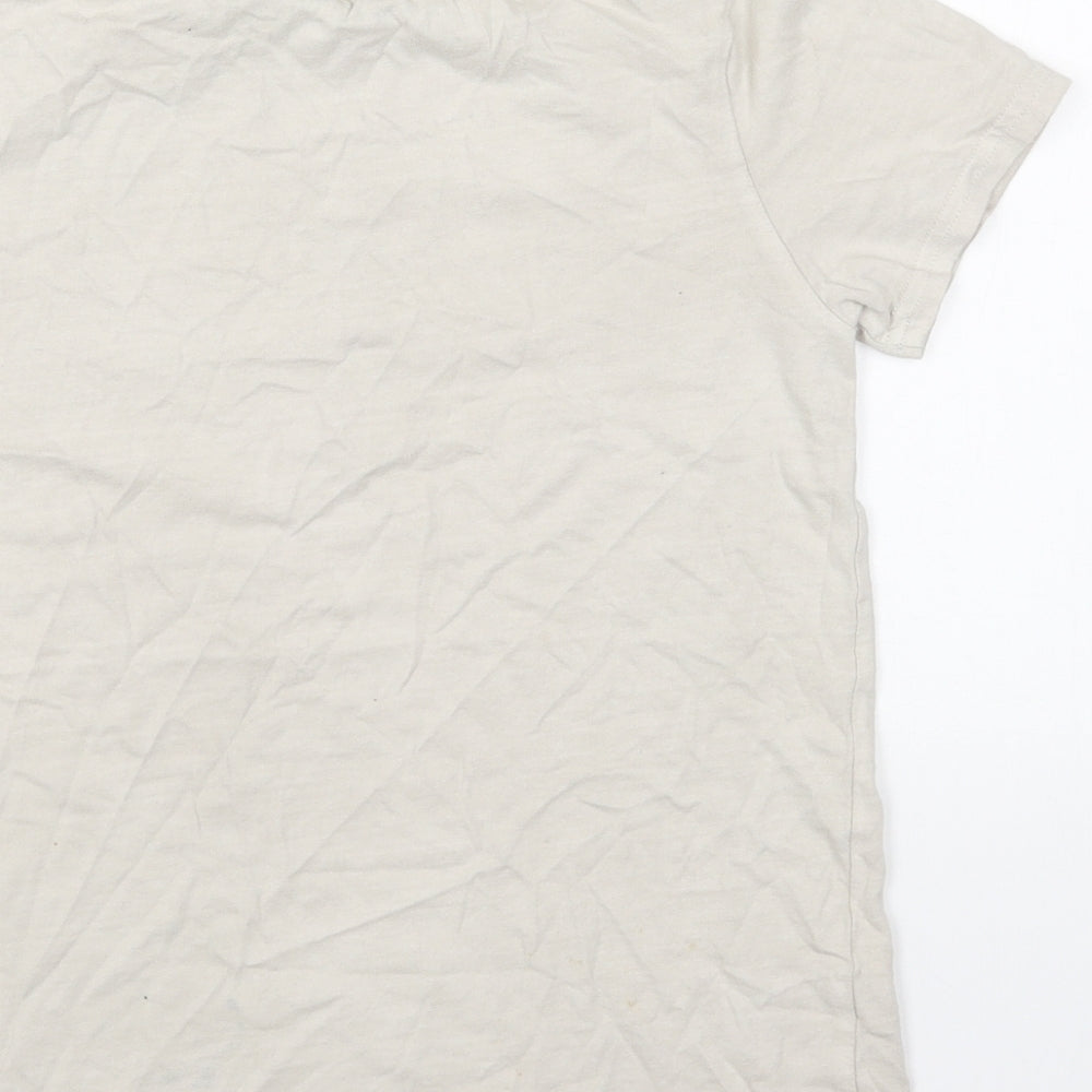 George Womens Beige Cotton Basic T-Shirt Size 10 Round Neck