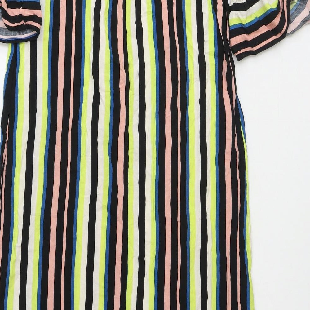 Primark Womens Multicoloured Striped Polyester Shift Size 6 Off the Shoulder Pullover - Bardot