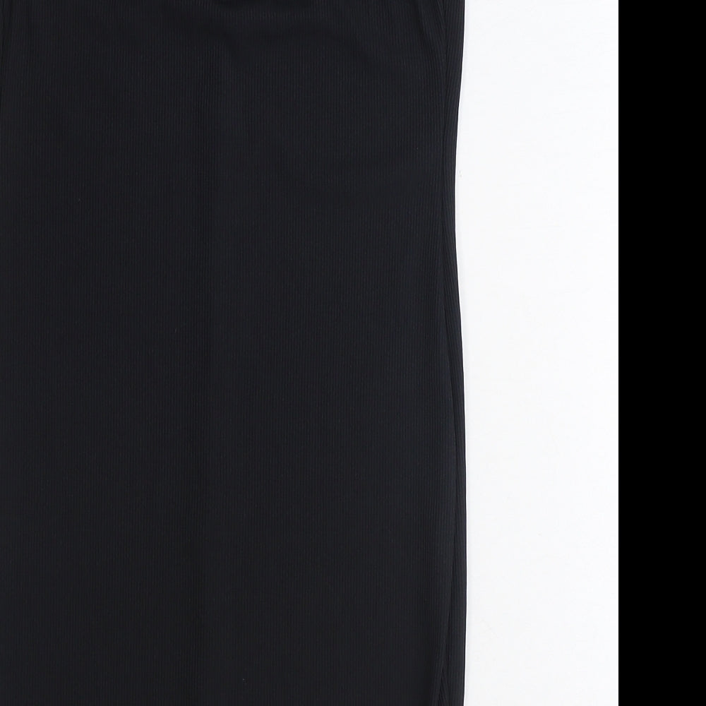 PRETTYLITTLETHING Womens Black Polyester A-Line Size 10 V-Neck Pullover