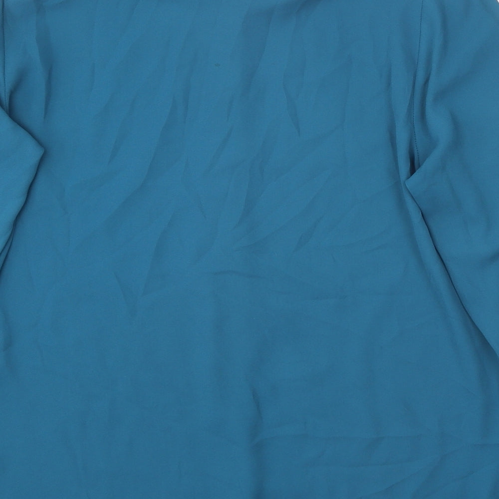 Primark Womens Blue Polyester Basic Button-Up Size 10 V-Neck