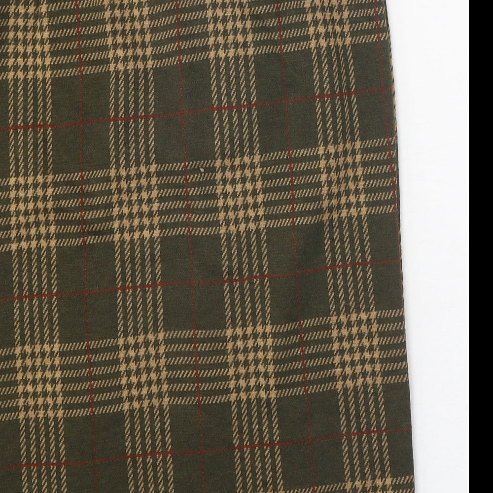 Classic Womens Brown Plaid Acrylic Straight & Pencil Skirt Size 14