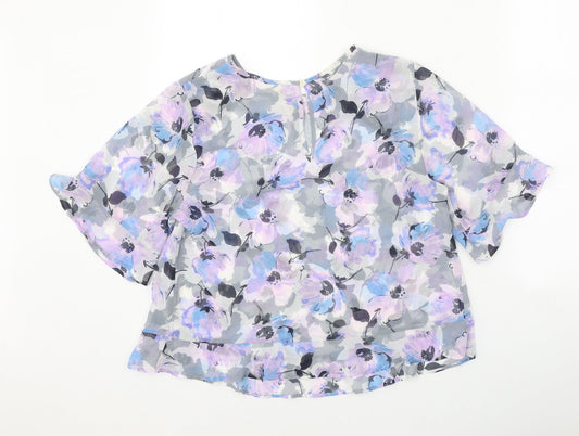 Papaya Womens Multicoloured Floral Polyester Cropped T-Shirt Size 12 Round Neck