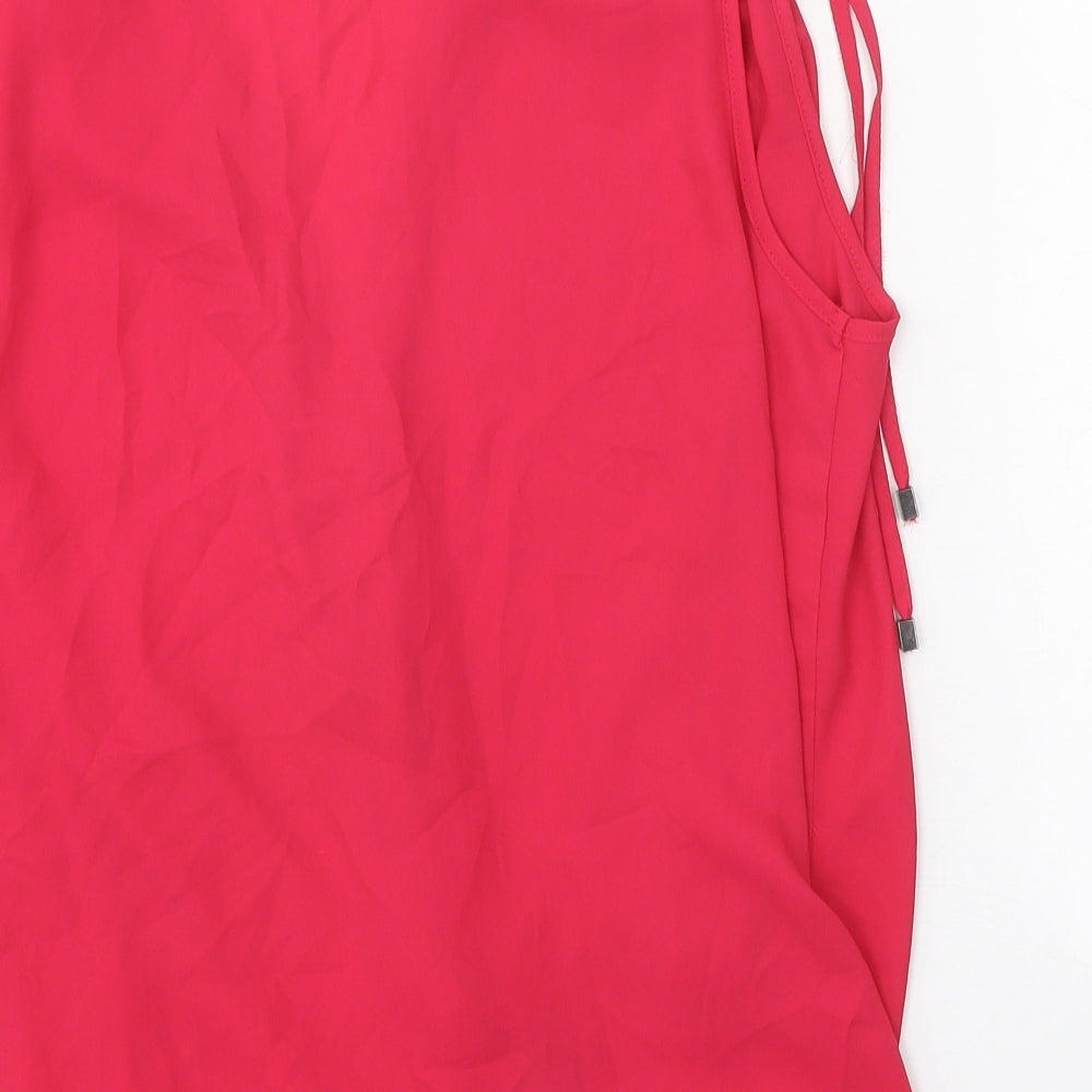 George Womens Pink Polyester Basic Blouse Size 14 V-Neck
