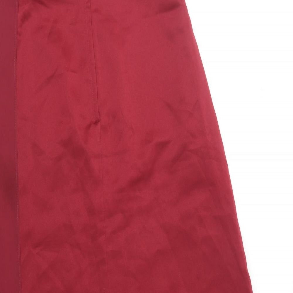 Alfred Angelo Womens Red Polyester Fit & Flare Size 12 Off the Shoulder Hook & Eye