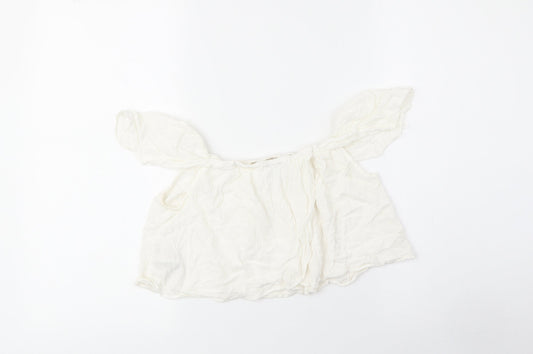 Womens UK Size 8 Topshop Beige Cropped Blouse
