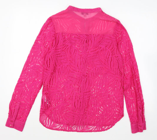 Womens UK Size 8 NEXT Pink Basic Button-Up