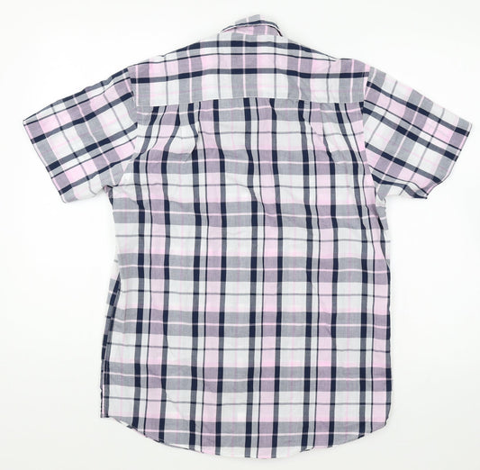 Mens UK Size S Cedar Wood State White Button-Up Short Sleeve Casual Shirt
