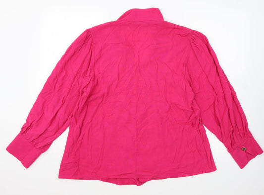 F&F Womens Pink Polyester Basic Blouse Size 8 V-Neck