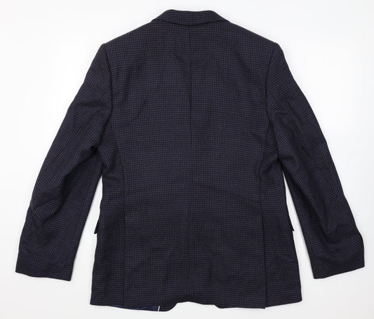 atelier torino Mens Blue Polka Dot Wool Jacket Blazer Size 40