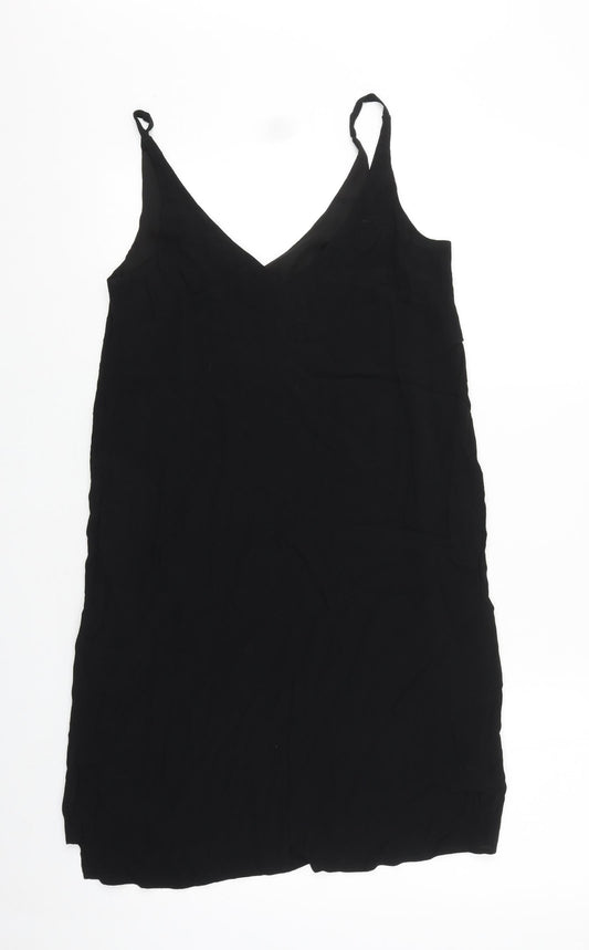 Topshop Womens Black Polyester Shift Size 6 V-Neck Pullover