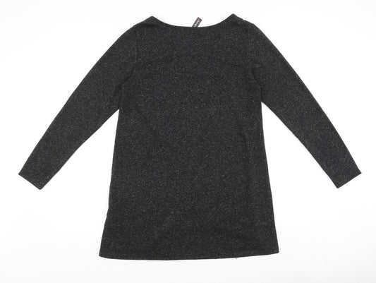 Rainbow Womens Grey Cotton Shift Size S Scoop Neck Pullover