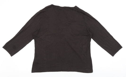 Womens UK Size L Roman Originals Brown Basic T-Shirt