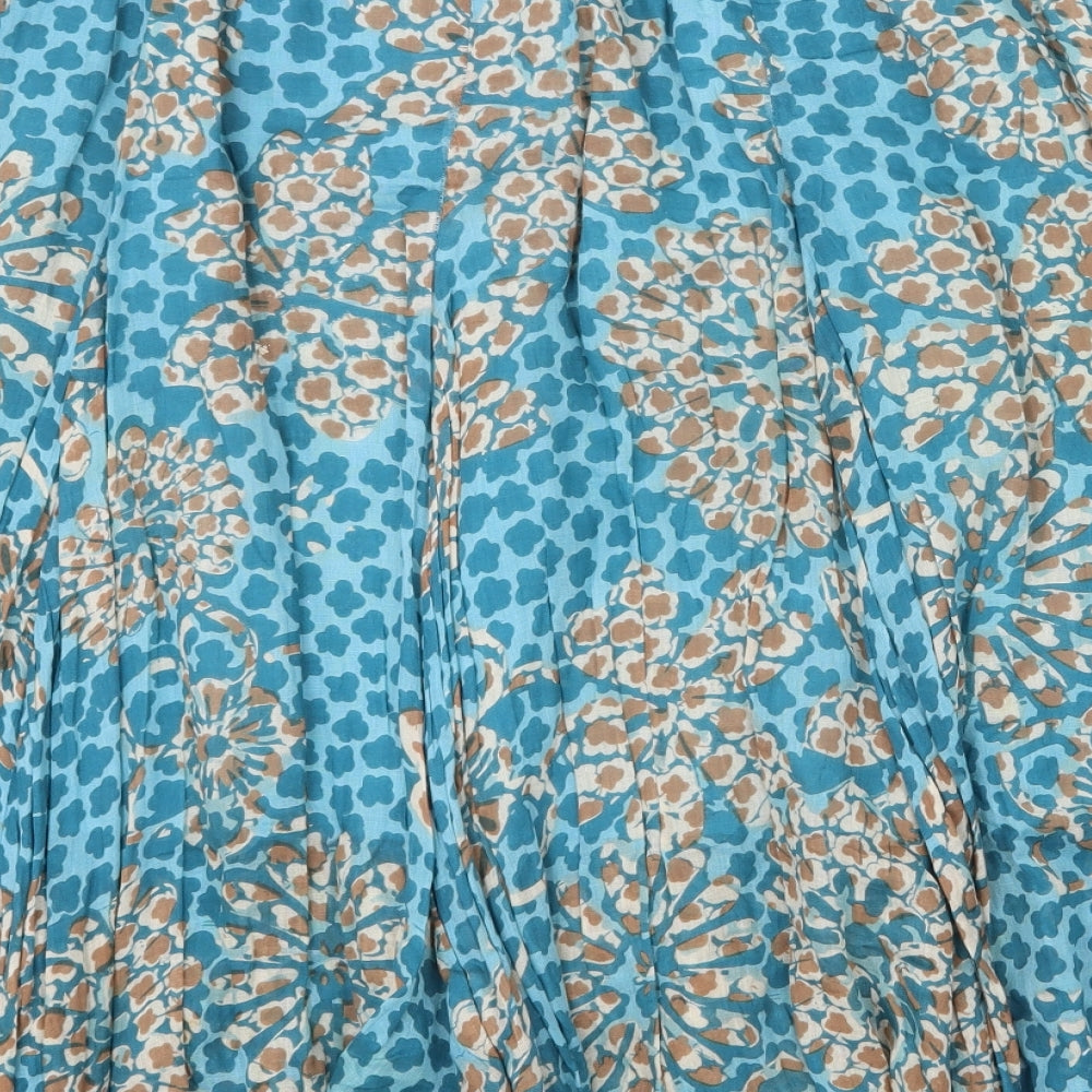 Rave Womens Blue Geometric Cotton Peasant Skirt Size 32 in