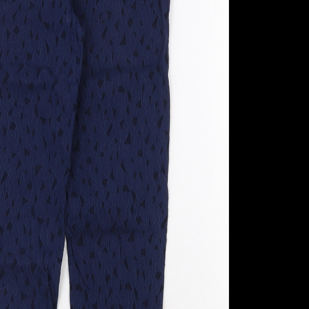 Just Elegance Womens Blue Geometric Polyester Capri Trousers Size 12 Regular Zip