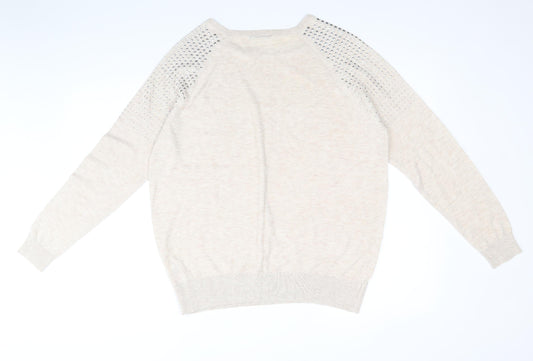 Womens UK Size 12 Preworn Beige Pullover Jumper