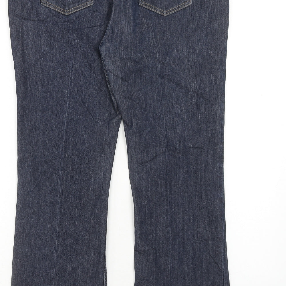 Classic Womens Blue Cotton Bootcut Jeans Size 34 in Regular Zip